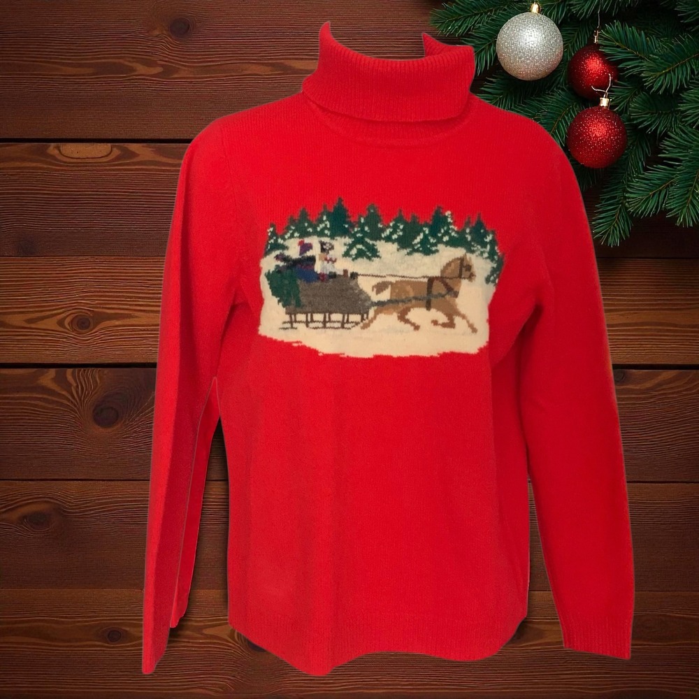 Vintage Lauren Ralph Lauren Winter Scene Sweater size Small